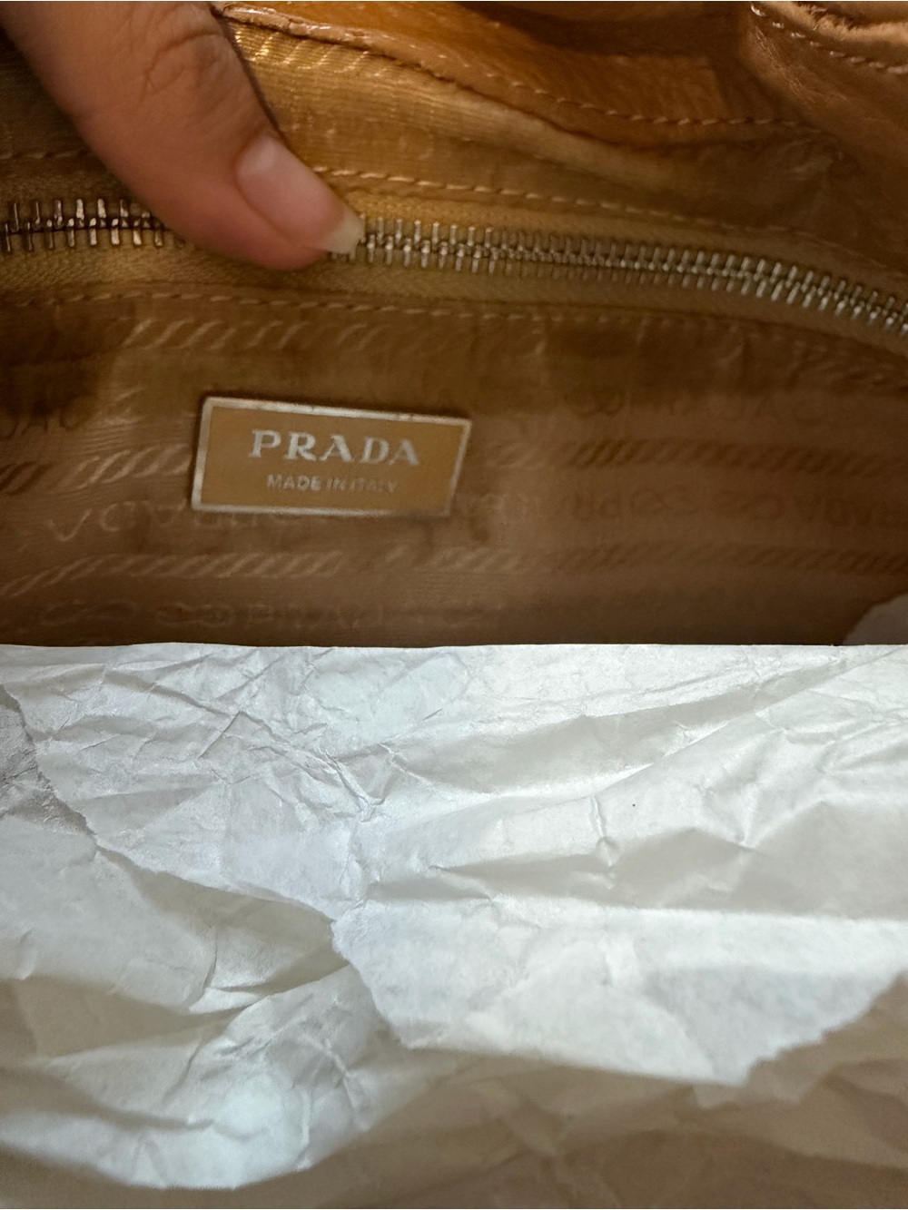 Prada Vitello Daino Moon Camelo Pebbled Leather Shoulder Bag - Picture 2 of 6